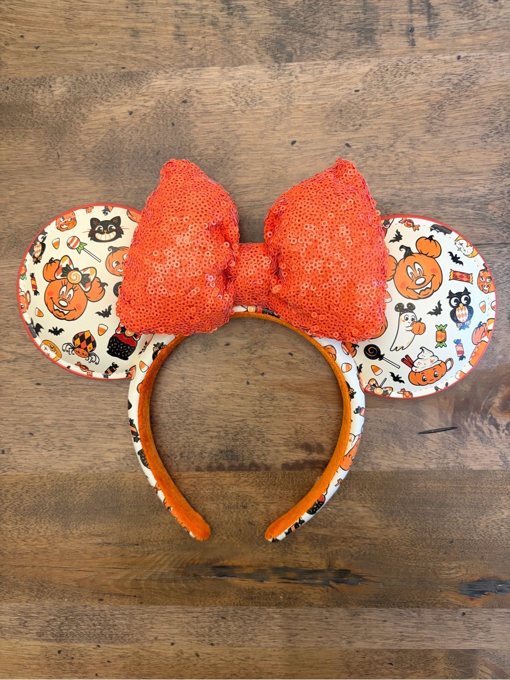 Disney Parks 2026 Halloween Mickey Minnie Pumpkin Ears Sequin Bow Headband